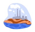 Air pollution, environment contamination, ecology concept. Toxic smoke emission from factory, power plant chimney. Heavy