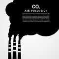 Air pollution. Factory or power plant emitting smoke. Smoking factory concept in Flat style. Vector illustration Royalty Free Stock Photo