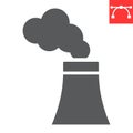 Air pollution glyph icon, factory pollution and ecology, nuclear power sign vector graphics, editable stroke solid icon Royalty Free Stock Photo