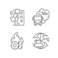 Air pollution linear icons set