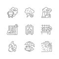 Air pollution linear icons set