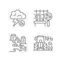 Air pollution linear icons set