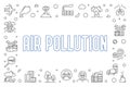 Air Pollution outline horizontal Frame. Vector illustration Royalty Free Stock Photo