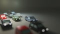 Air pollution, smog produced by gas-powered cars. Low-poly digital 3D rendering