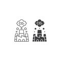 Air pollution, smoke chimneys of factory, carbon dioxide emissions. Vector icon template Royalty Free Stock Photo