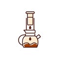 Air pressure coffee plunger flat icon. Barista equipment. Isolated vector stock illustration
