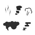 Air puff pressure smoke icons set or comic steam explosion collection vector flat cartoon illustration blank and white