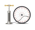 Air pump with bicycle wheel Royalty Free Stock Photo