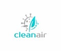 Air purifier filter virus and dust particle logo design. air filtration and virus, bacteria, coronavirus and covid 19 protection v