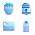 Air purifier icons set cartoon vector. Modern air cleaning equipment