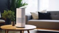 An air purifier in a living room for improving the quality of indoor air. AI Generated.