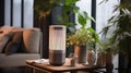 An air purifier in a living room for improving the quality of indoor air. AI Generated