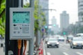 Air Quality Monitoring Device Overlooking Traffic Royalty Free Stock Photo