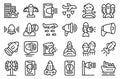 Air Raid icons set outline vector. War bomb