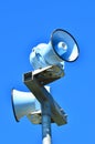 Air raid siren against blue sky