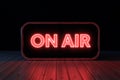 On Air Red Sign on a Live Online Studio or Radio Desk. 3d Rendering Royalty Free Stock Photo