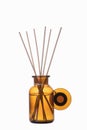 Air refresher bottle mock up. reed diffuser isolated on a white background. Aromatherapy concept. Home fragrance bottle