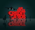 Air rewards, air miles reward credit cards are the subject. The words air miles credit cards is surrounded by business travelers