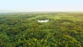 Air scape from balloon, view of woods and lakes, bird eye view