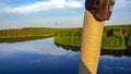 Air scape from balloon, view of woods and lakes, bird eye view