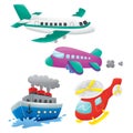 Air and Sea Transportation Vehicle Cartoon and llustration