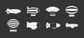 Air ship icon set grey Royalty Free Stock Photo