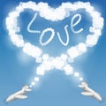 Air show heart loop with plane and clouds on blue Royalty Free Stock Photo
