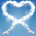 Air show heart loop with plane and clouds on blue Royalty Free Stock Photo
