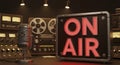 On Air Sign in Radio Studio Royalty Free Stock Photo