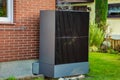 Air source heat pump installed outside in a garden