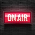 ON AIR studio light sign. Media broadcasting warning sign. Live board production record attention Royalty Free Stock Photo
