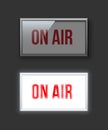 On air switched off and glowing red sign vector illustration. Live show banner. News, radio and television broadcast Royalty Free Stock Photo