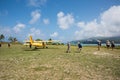 Air Taxi and Cruise Ship: Mystery Island Transport Royalty Free Stock Photo