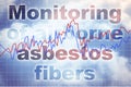 Air testing and monitoring airborne microscopic asbestos fibers concentration dispersed in air - concept with text and graph