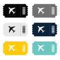 Air ticket icon vector with airplane silhouette Royalty Free Stock Photo