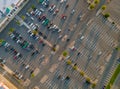 Air top view of on the parking lot for half empty on shopping mall the are cars on parking Royalty Free Stock Photo