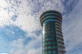 Air traffic control tower against sky background Royalty Free Stock Photo