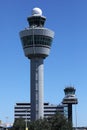 Air traffic control tower in Amsterdam Schiphol Airport, AMS Royalty Free Stock Photo