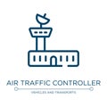 Air traffic controller icon. Linear vector illustration from aerodrome collection. Outline air traffic controller icon vector. Royalty Free Stock Photo