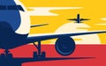 Air traffic. Flat style vector illustration of the airliners at Royalty Free Stock Photo