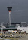 Air traffic tower London Heathrow airport Royalty Free Stock Photo