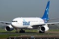 Air Transat Airbus A330-200 C-GTSN passenger plane arrival and landing at Paris Charles de Gaulle Airport Royalty Free Stock Photo