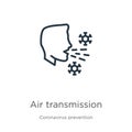 Air transmission icon. Thin linear air transmission outline icon isolated on white background from Coronavirus Prevention