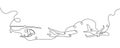 Air transport continuous line drawing set. One line art of plane, helicopter, flying machine.