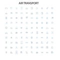 air transport icons, signs, outline symbols, concept linear illustration line collection Royalty Free Stock Photo