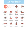 Air transport - line design icons set