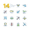 Air transport - line design icons set