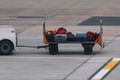 Air transport luggage in International Airport - suitcases and bags