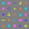 Air transport related color icons on gray background