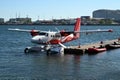 Seaplane moored on a pontoon in the port of Copenhagen